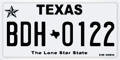 TX license plate BDH0122