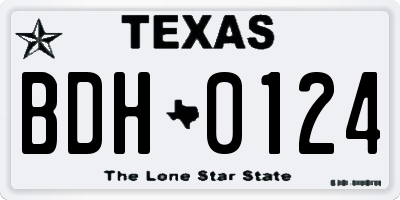 TX license plate BDH0124