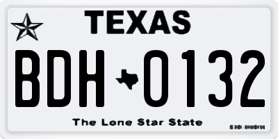 TX license plate BDH0132