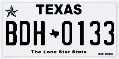 TX license plate BDH0133