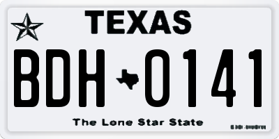 TX license plate BDH0141
