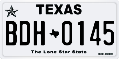 TX license plate BDH0145