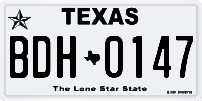 TX license plate BDH0147