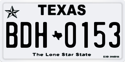 TX license plate BDH0153
