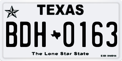 TX license plate BDH0163