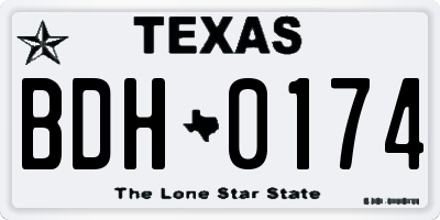 TX license plate BDH0174