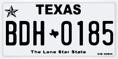 TX license plate BDH0185