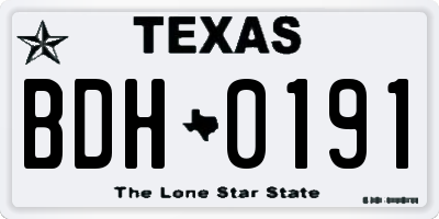 TX license plate BDH0191
