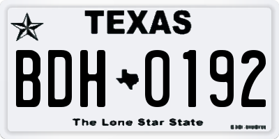 TX license plate BDH0192