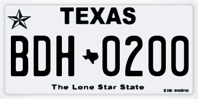 TX license plate BDH0200