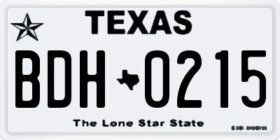 TX license plate BDH0215