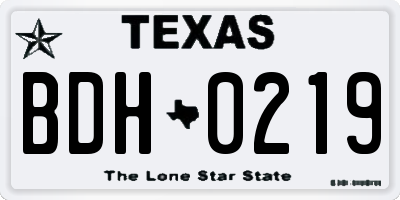 TX license plate BDH0219