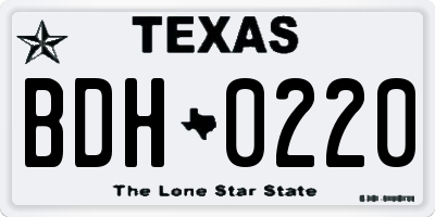 TX license plate BDH0220