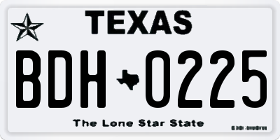 TX license plate BDH0225