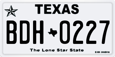 TX license plate BDH0227