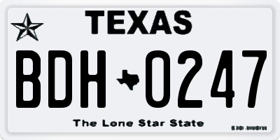 TX license plate BDH0247