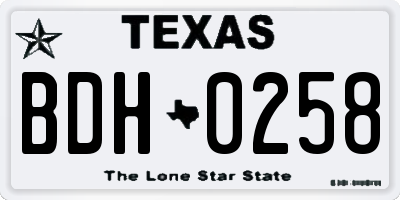 TX license plate BDH0258