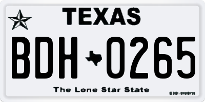 TX license plate BDH0265