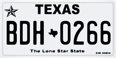 TX license plate BDH0266
