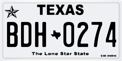TX license plate BDH0274