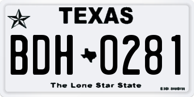 TX license plate BDH0281