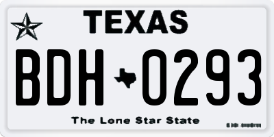 TX license plate BDH0293