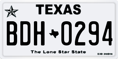 TX license plate BDH0294