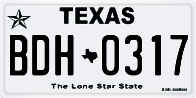 TX license plate BDH0317