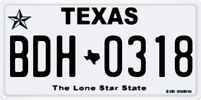 TX license plate BDH0318