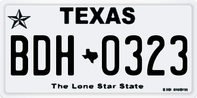 TX license plate BDH0323