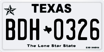 TX license plate BDH0326