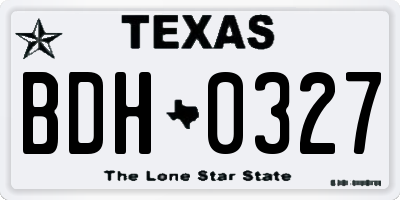 TX license plate BDH0327