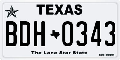 TX license plate BDH0343