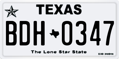 TX license plate BDH0347