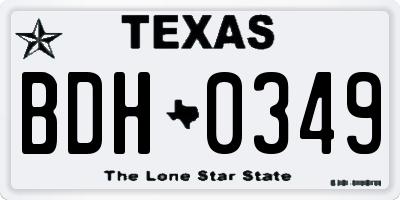 TX license plate BDH0349