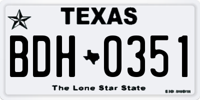 TX license plate BDH0351