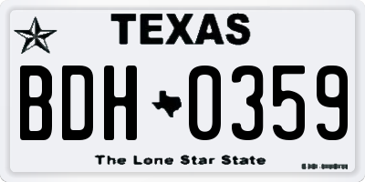 TX license plate BDH0359