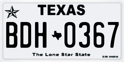 TX license plate BDH0367