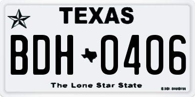 TX license plate BDH0406