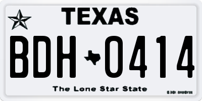 TX license plate BDH0414