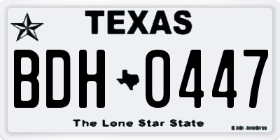 TX license plate BDH0447
