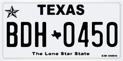 TX license plate BDH0450
