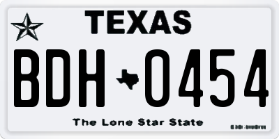 TX license plate BDH0454