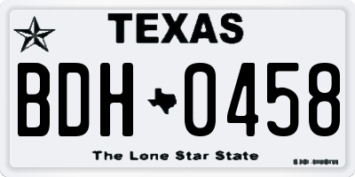 TX license plate BDH0458