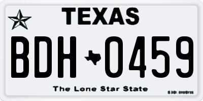 TX license plate BDH0459