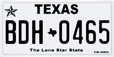 TX license plate BDH0465