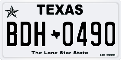 TX license plate BDH0490