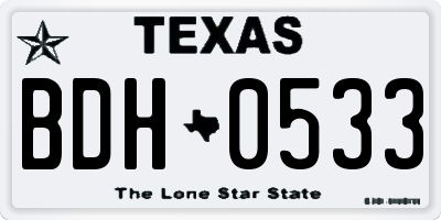 TX license plate BDH0533