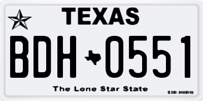 TX license plate BDH0551