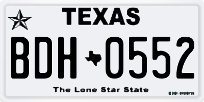 TX license plate BDH0552